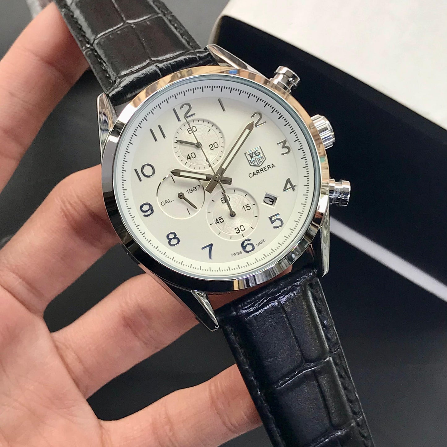 Tag Heuer Chronograph Working Date Working Leather strap Mens watch - Jewelsoftime