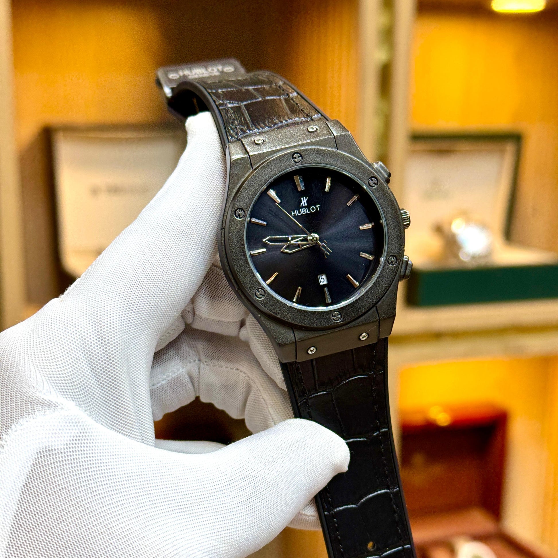 Hublot Quartz Movement Men's Watch Rubber Strap Date Working Master Lock - Jewelsoftime