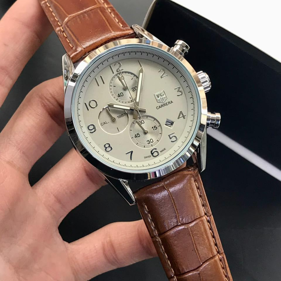 Tag Heuer Chronograph Working Date Working Leather strap Mens watch - Jewelsoftime