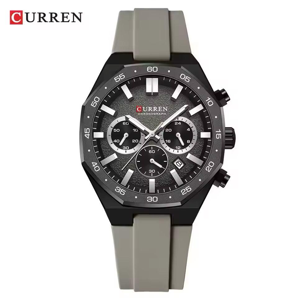 Curren chronograph working rubber strap men's watch
