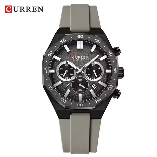 Curren chronograph working rubber strap men's watch