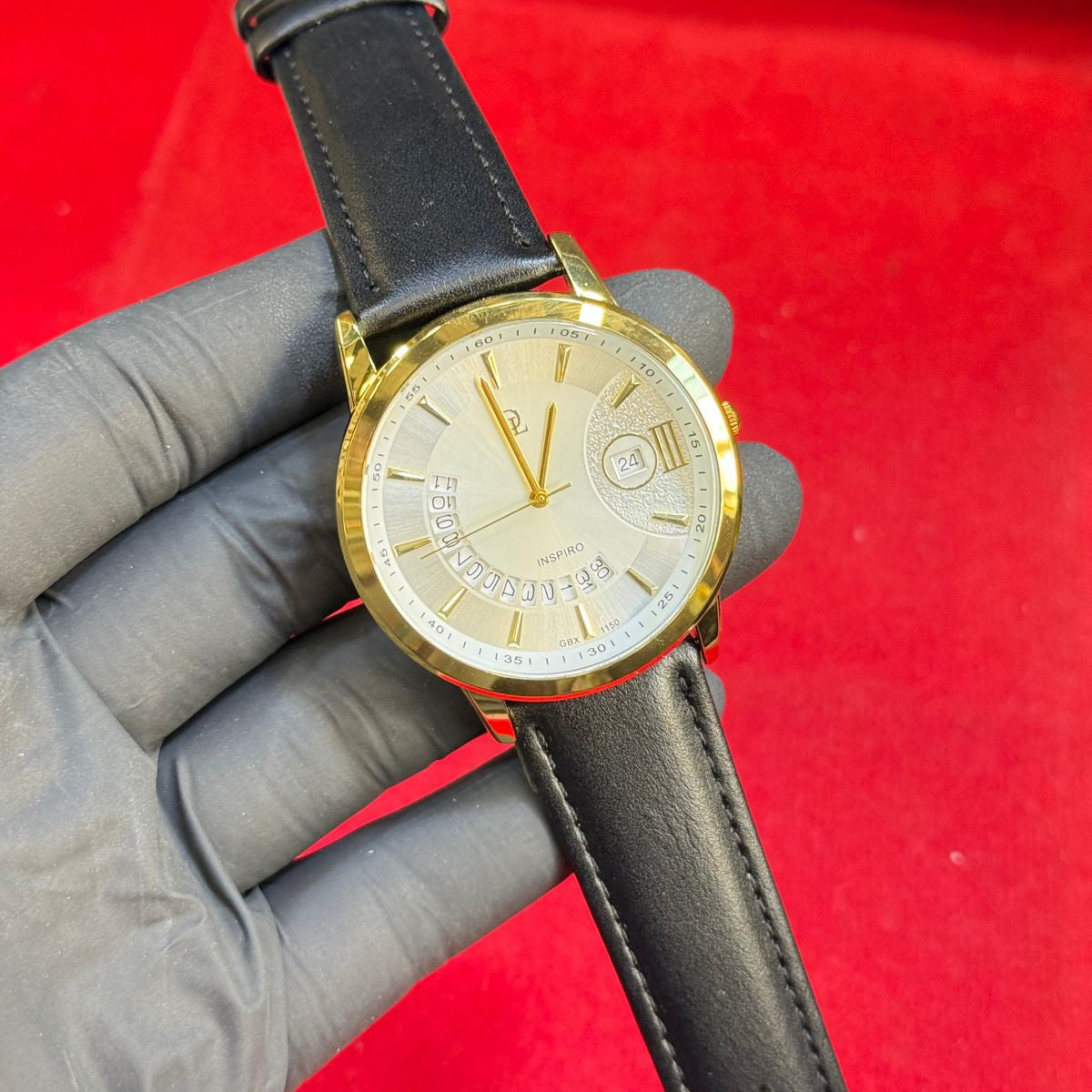 DL Japanese Machine Leather Belt Buckle Lock Date Working Men's Watch - Jewelsoftime