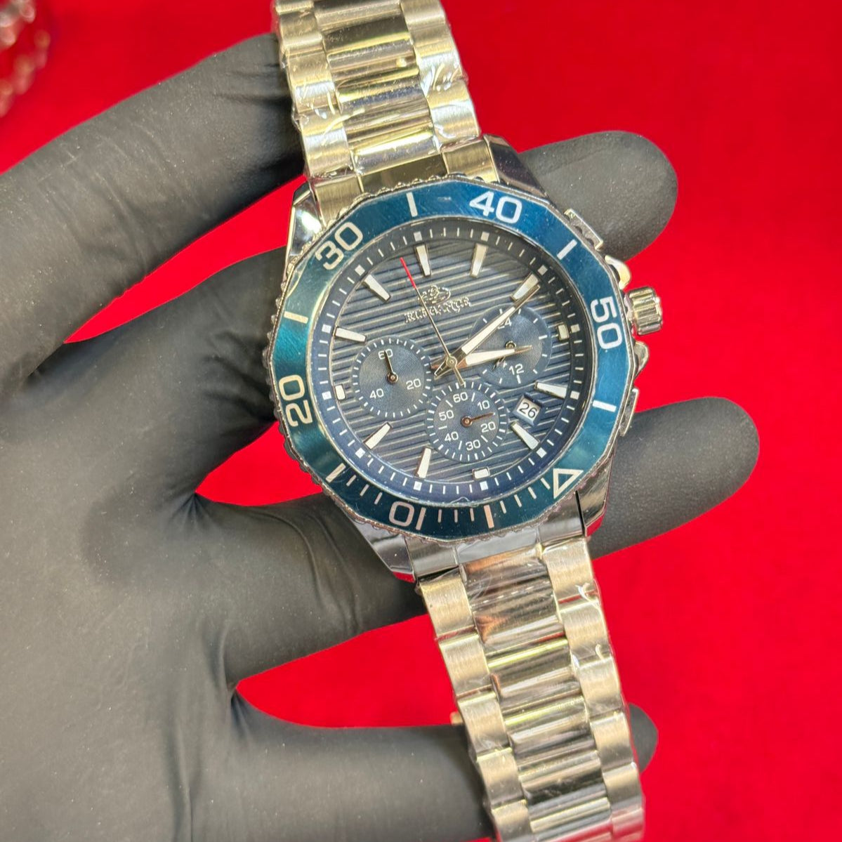 Elegance Mens Watch Quartz Movement Chronograph Date Working Master Lock Steel Chain - Jewelsoftime