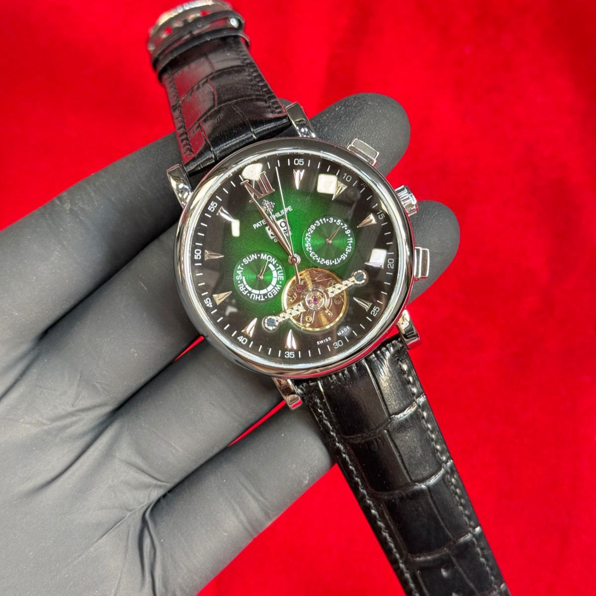 Patek Philippe Men's Watch Century Model–Automatic Movement Chronometer Working Pendulum Visible Leather Strap Master Lock - Jewelsoftime