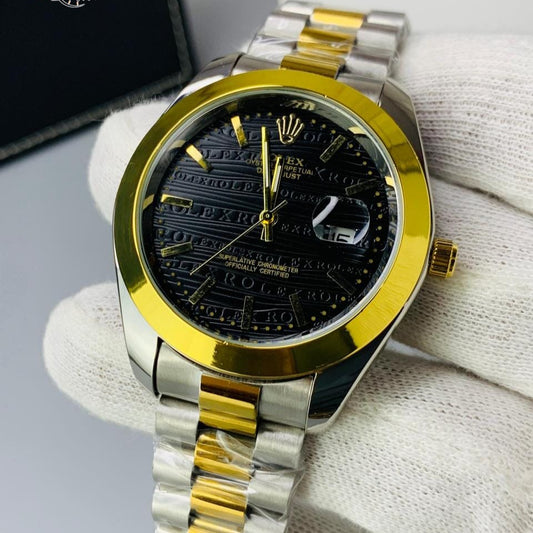 ROLEX GENTS COLLECTION – MEN'S WATCH - STAINLESS STEEL DATE WATCH WITH CROWN BACK LOCK - Jewelsoftime