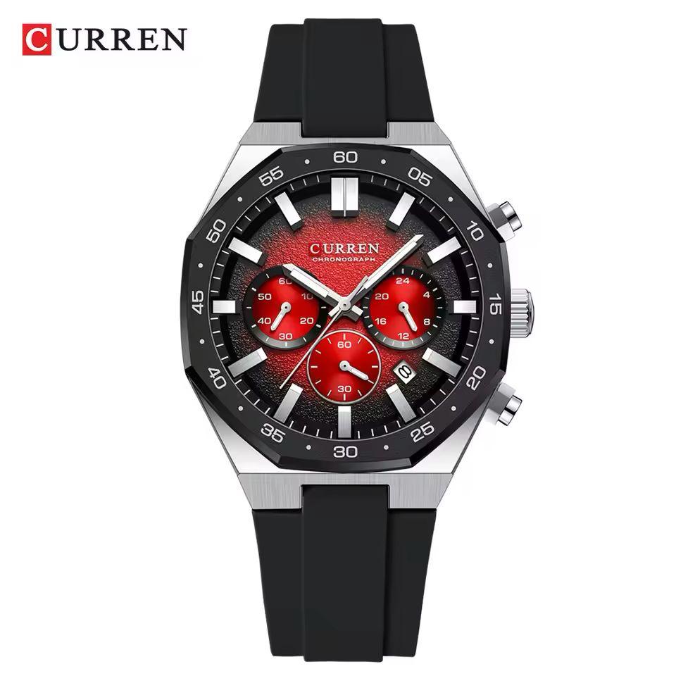 Curren chronograph working rubber strap men's watch
