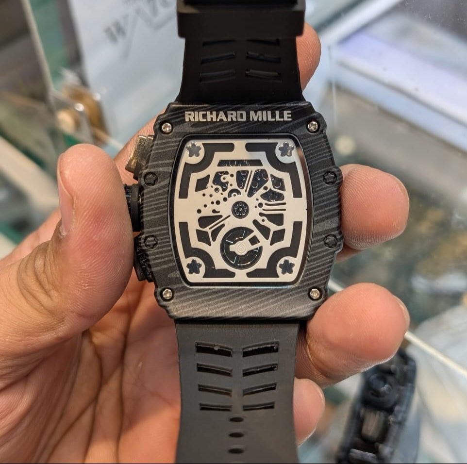 Richard Mille RM 11-03 Black Carbon Flyback Chrono working Rubber Strap Men's watch