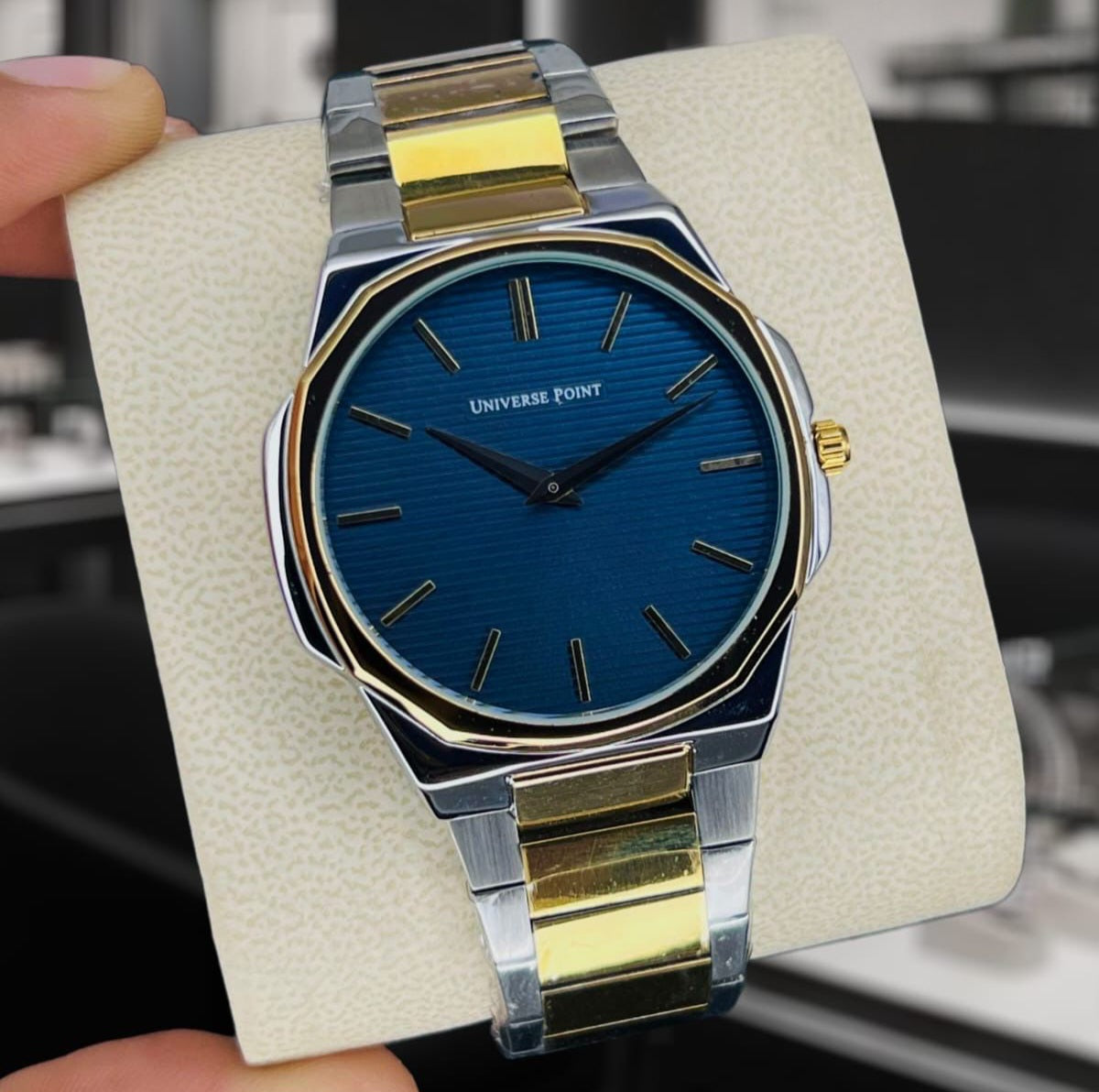 Universe Point Original Brand Men's Watch Slim Model 2 Needle Water Resistant Butterfly Master Lock - Jewelsoftime