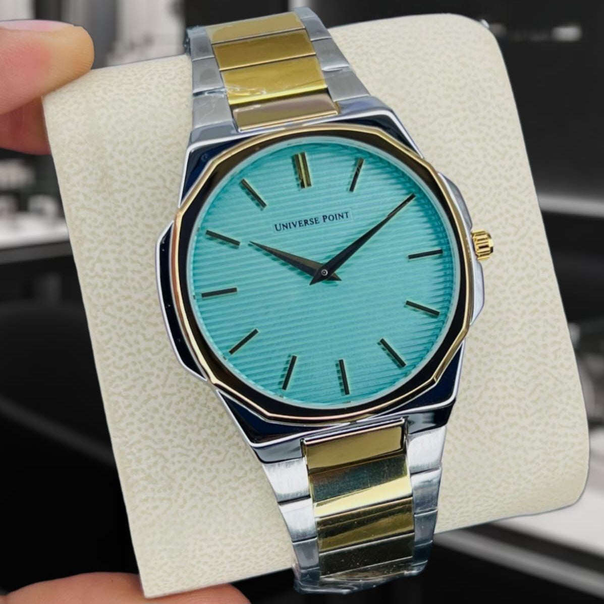 Universe Point Original Brand Men's Watch Slim Model 2 Needle Water Resistant Butterfly Master Lock - Jewelsoftime