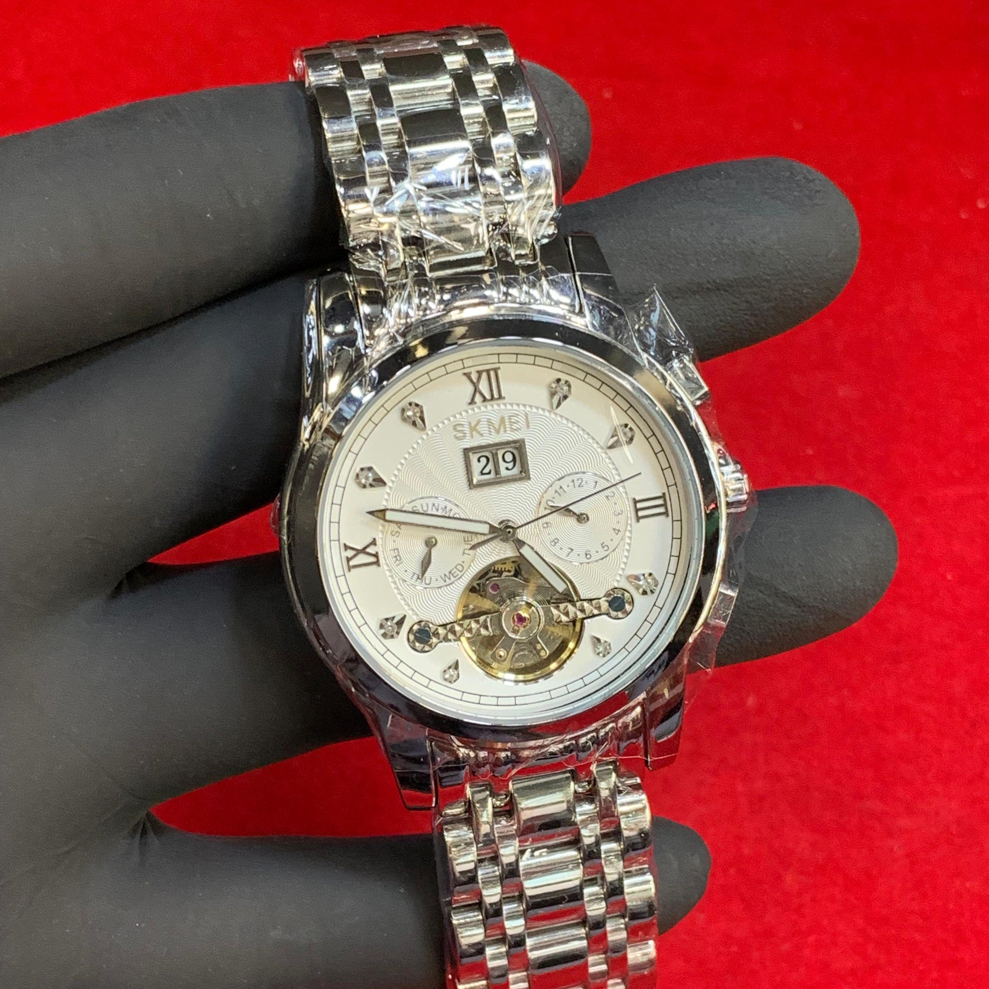 Skmei Skeleton Automatic Movement Men's Watch – Date Working Choreograph Working - Jewelsoftime