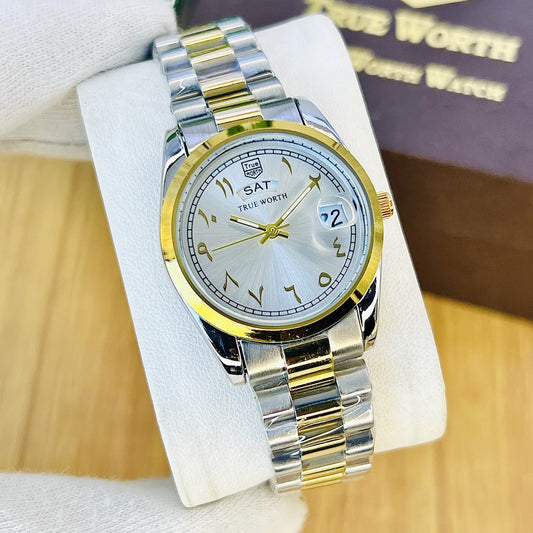 TRUE WORTH LADIES WATCH COLLECTION – PREMIUM STEEL CHAIN, DATE & DAY FUNCTION - Jewelsoftime