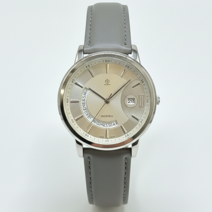 DL Japanese Machine Leather Belt Buckle Lock Date Working Men's Watch - Jewelsoftime