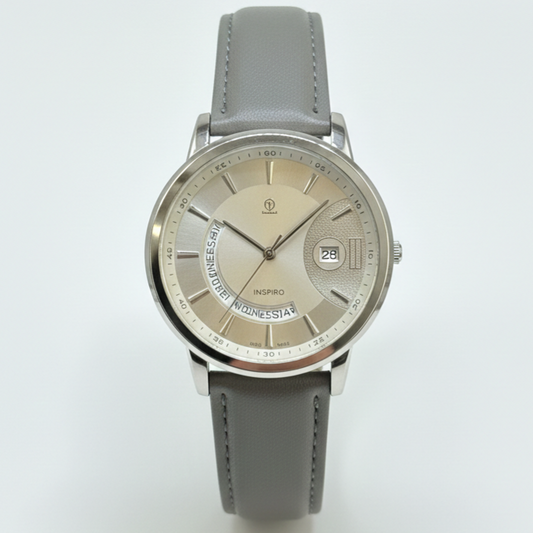 DL Japanese Machine Leather Belt Buckle Lock Date Working Men's Watch - Jewelsoftime