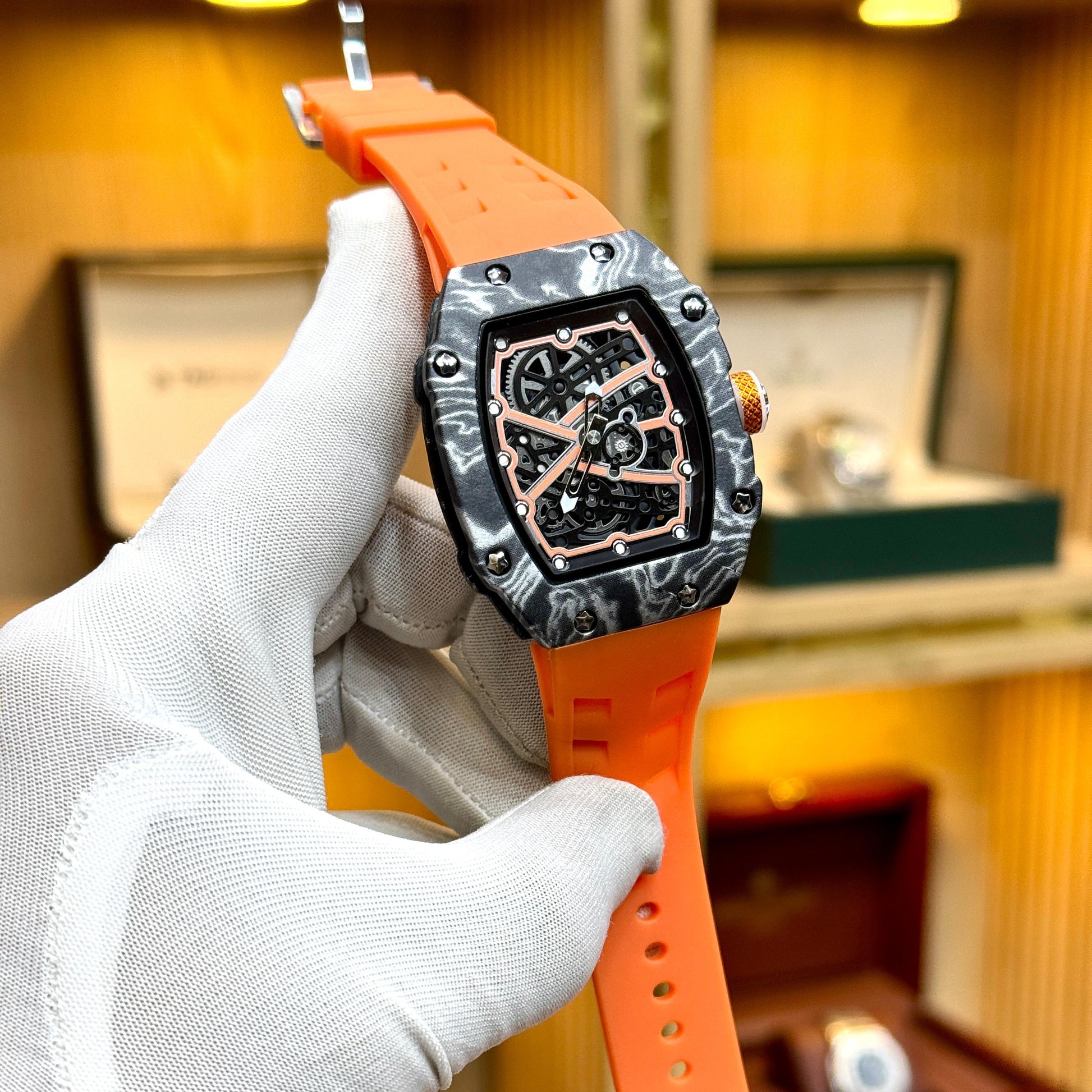 Richard Mille RM-67 Extra Flat Mens Watch Quartz Movement Skeleton Face - Jewelsoftime