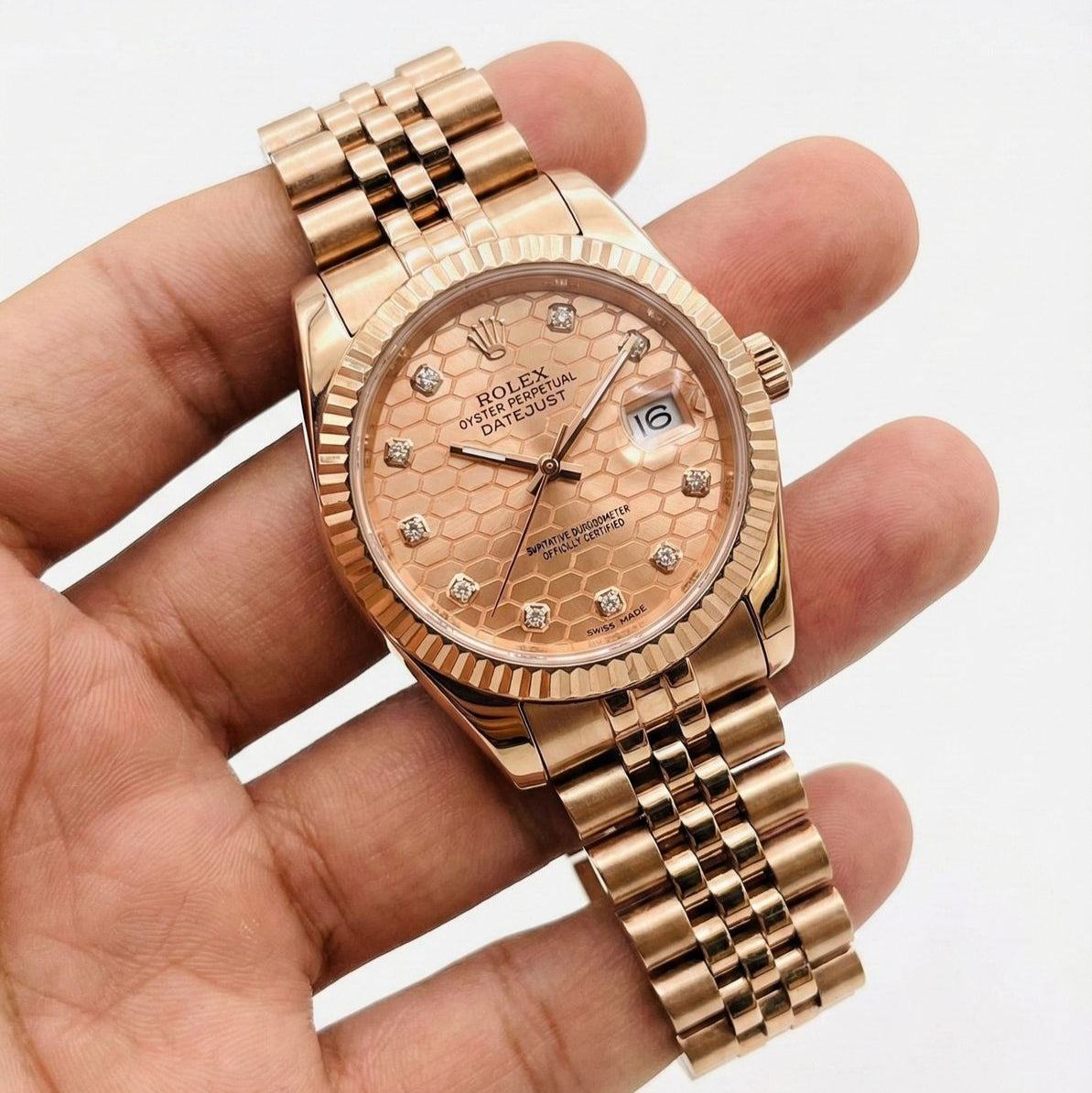 ROLEX (LAND DWELLER) Men's Watch Quartz Movement Date Working Push Lock Clasp - Jewelsoftime