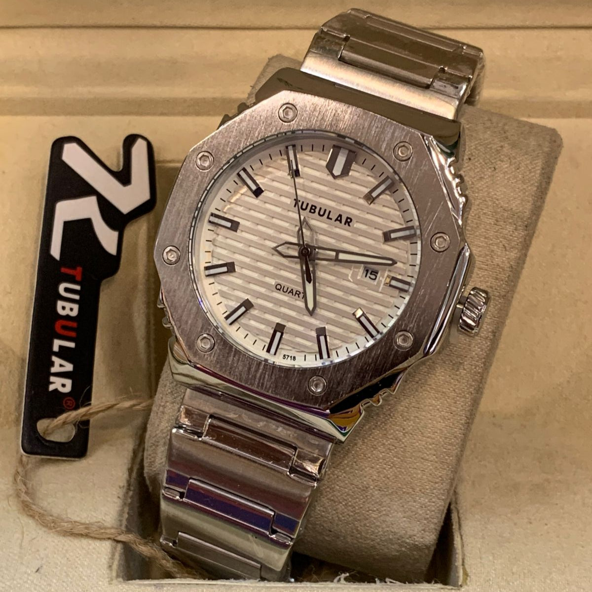 Tubular Premium Quartz Movement-Men's Watch Date Working Stainless Steel Chain Buckle Lock - Jewelsoftime