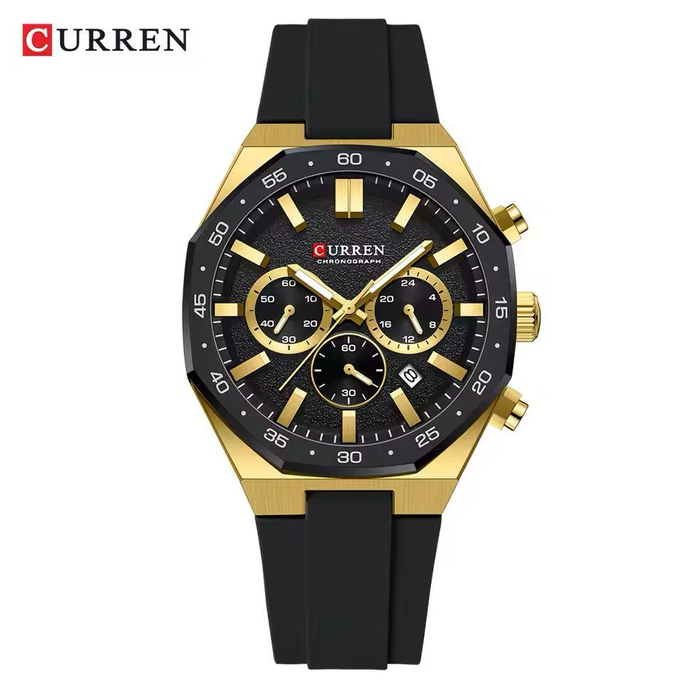 Curren chronograph working rubber strap men's watch