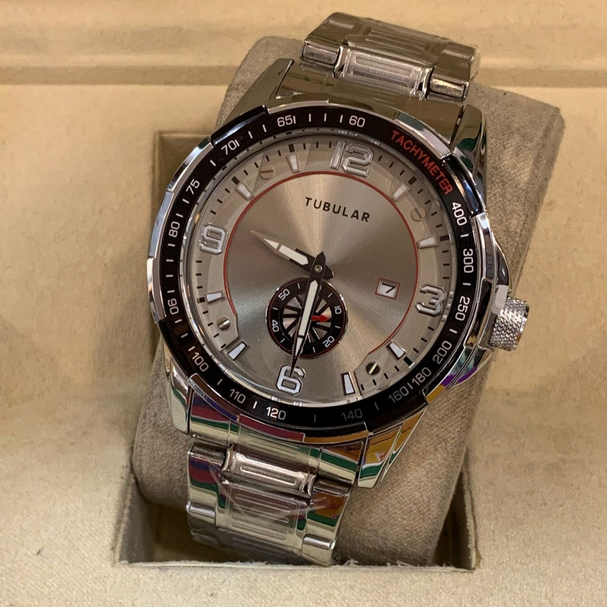 Tubular Premium Quartz Movement-Men's Watch Date Working Stainless Steel Chain Buckle Lock - Jewelsoftime