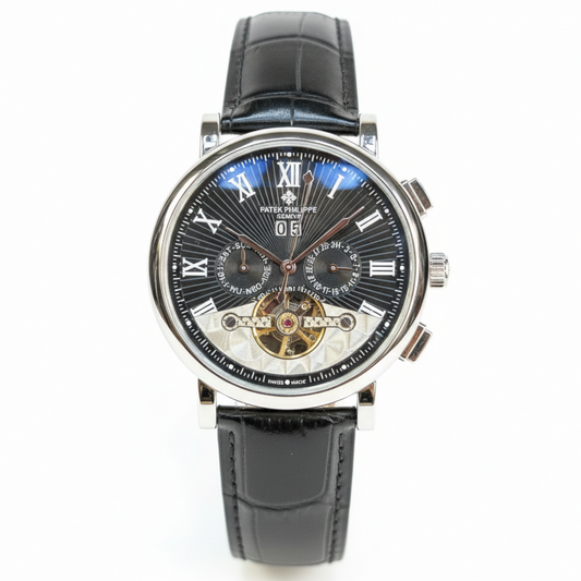 Patek Philippe Men's Watch Century Model–Automatic Movement Chronometer Working Pendulum Visible Leather Strap Master Lock - Jewelsoftime