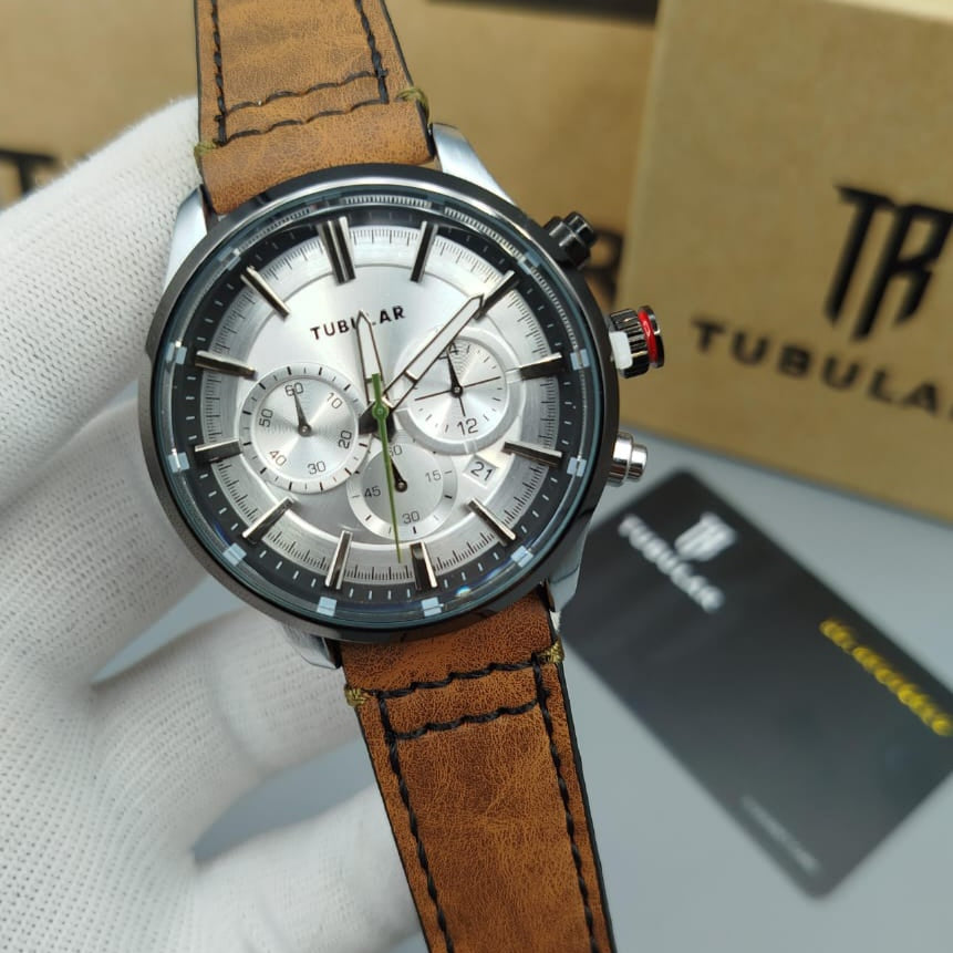 TUBULAR ORIGINAL MAN'S WATCH – FULLY FUNCTIONAL DIALS, LEATHER STRAP, PREMIUM QUALITY WITH BRAND BOX & ACCESSORIES - Jewelsoftime
