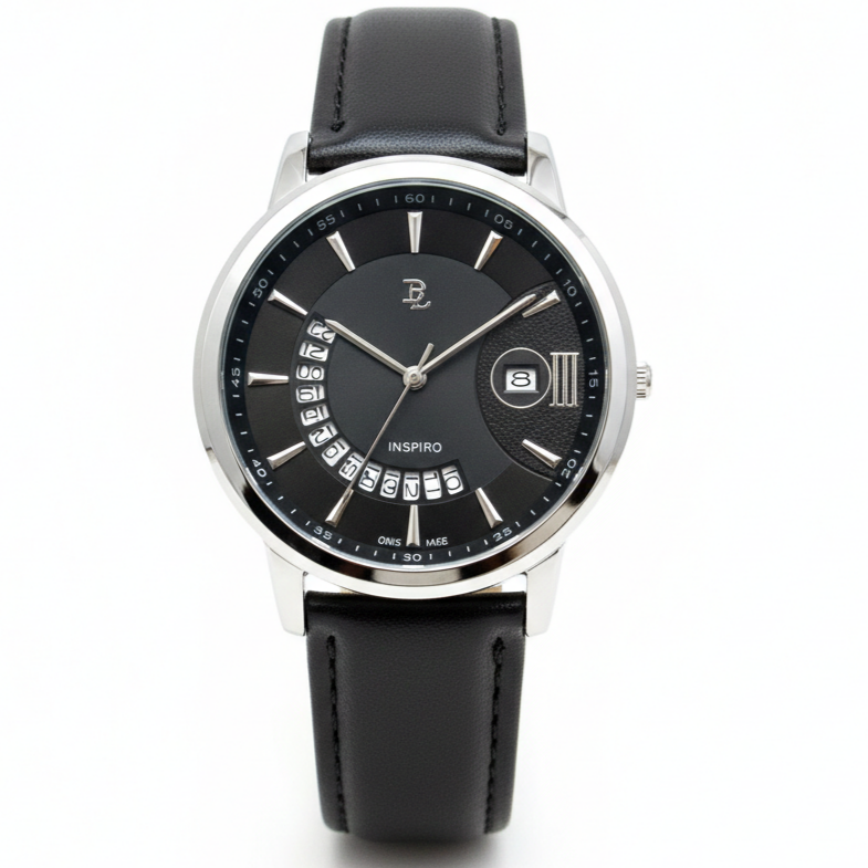 D.L Premium Men's Watch Japanese Quartz Movement Date Working Leather Strap - Jewelsoftime