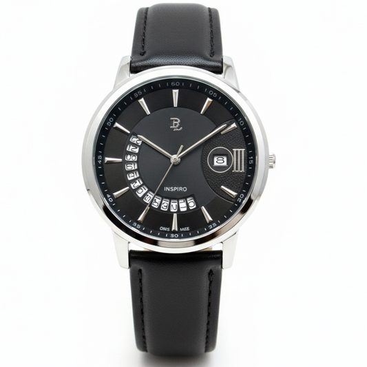 D.L Premium Men's Watch Japanese Quartz Movement Date Working Leather Strap - Jewelsoftime