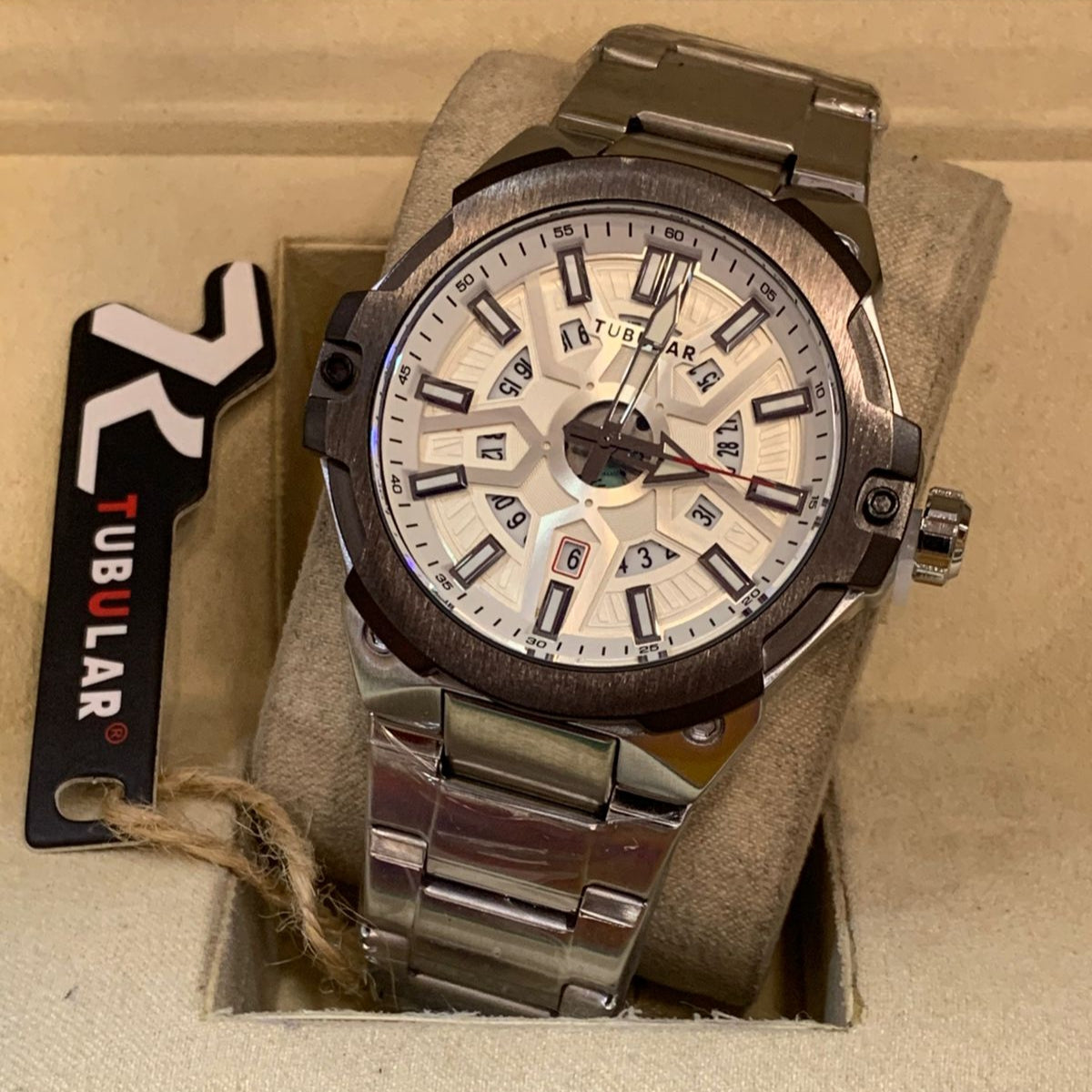 Tubular Premium Quartz Movement-Men's Watch Date Working Stainless Steel Chain Buckle Lock - Jewelsoftime