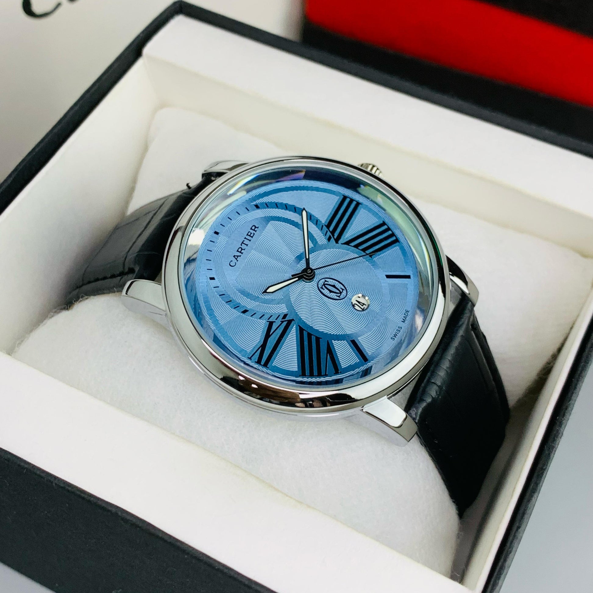 CARTIER LEATHER STRAP MEN'S WATCH - Jewelsoftime