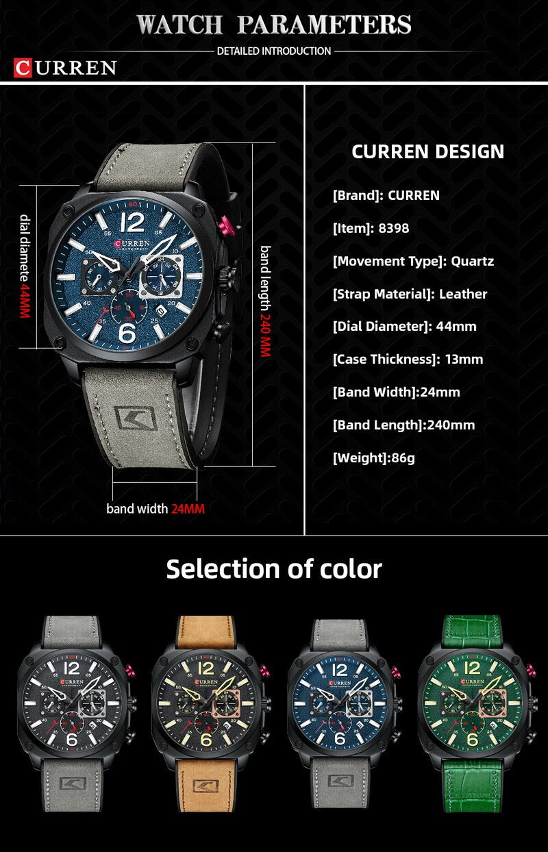 CURREN Original [Brand Leather Straps Wrist Watch For Men] - Jewelsoftime