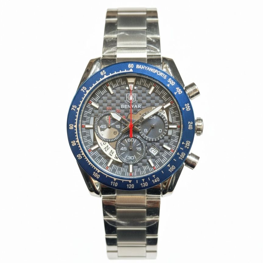 Benyar Quartz Movement Chronograph working Butterfly Master lock Men's Watch - Jewelsoftime