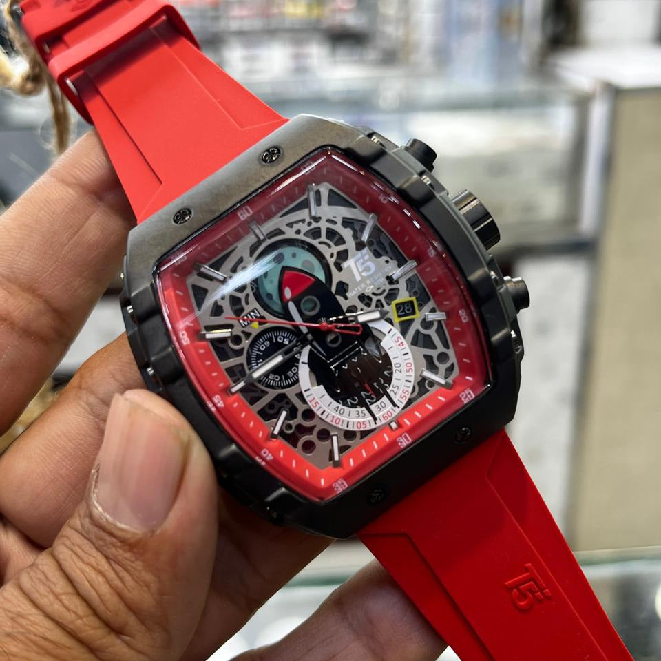 T5 Inner Dial Working Metal Body Rubber strap Date Working Mens Watch - Jewelsoftime