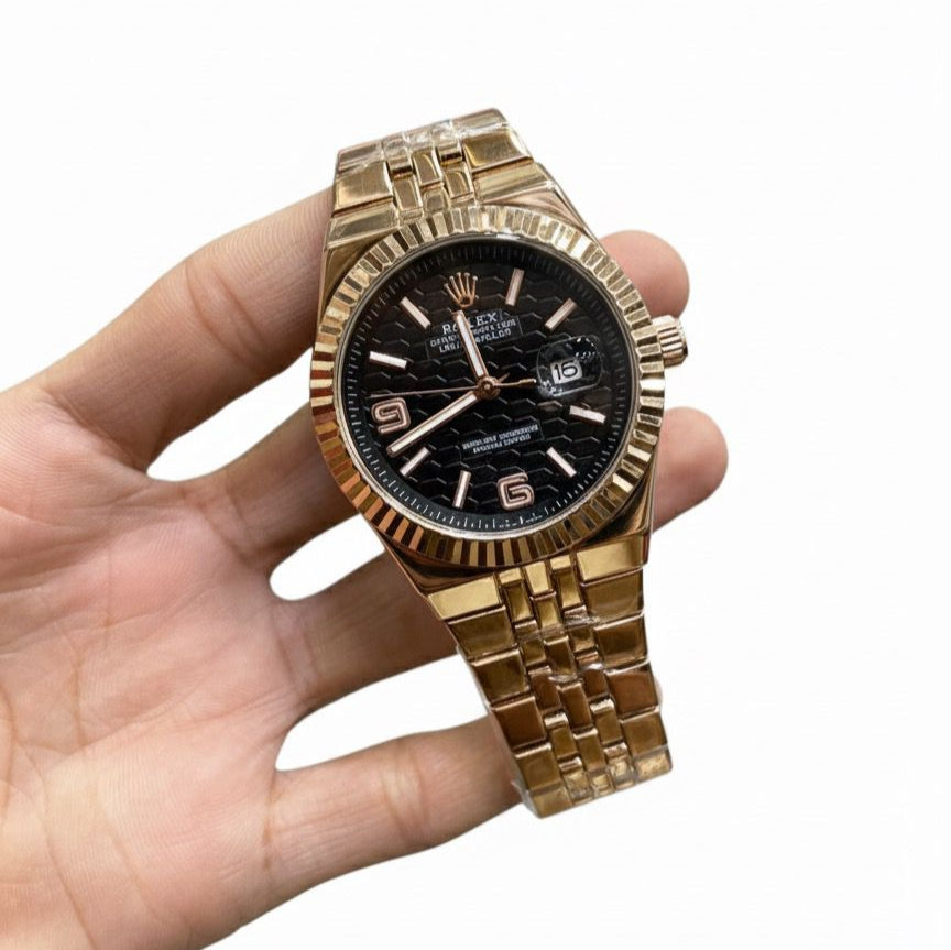 ROLEX (LAND DWELLER) Men's Watch Quartz Movement Date Working Push Lock Clasp - Jewelsoftime