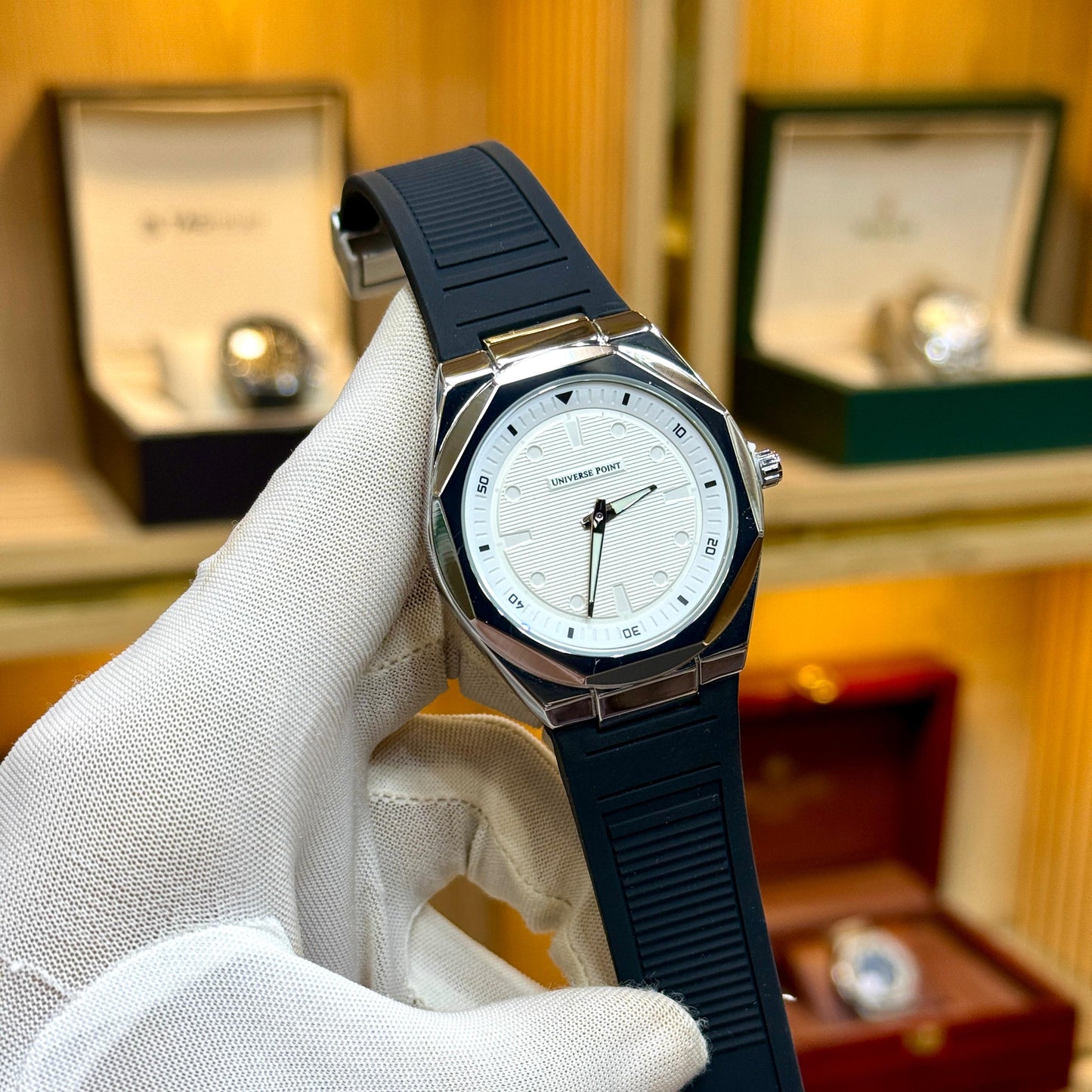 Universal Point U.P (Original) Men's Watch Quartz Movement-Rubber Strap With Magnetic Lock - Jewelsoftime