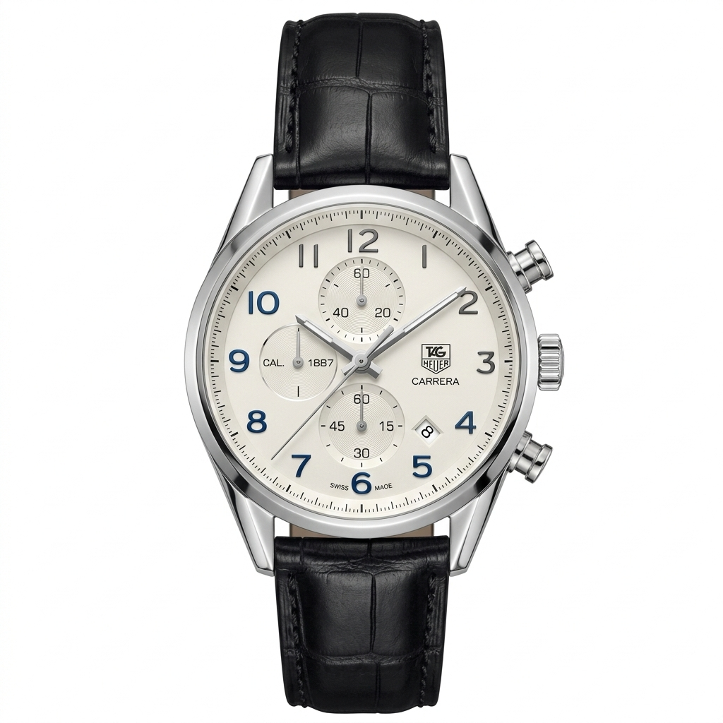 Tag Heuer Chronograph Working Date Working Leather strap Mens watch - Jewelsoftime