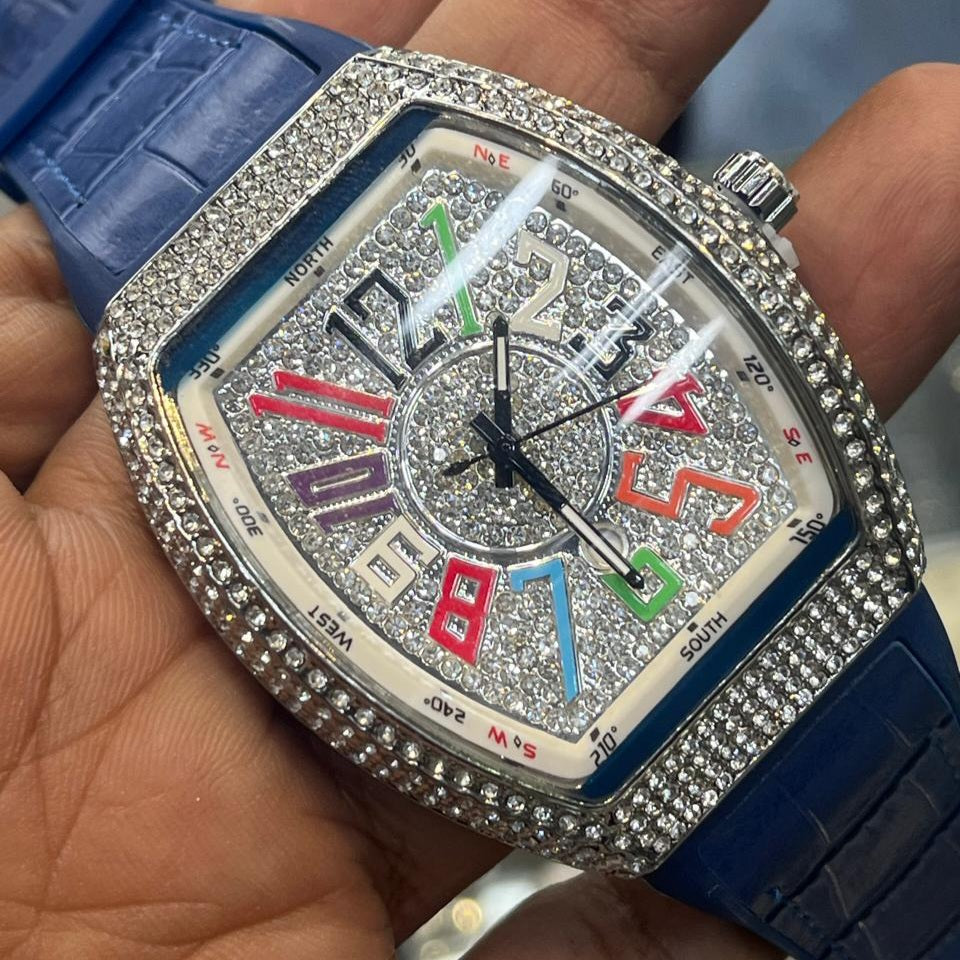 FM Franck Muller |Stones Edition|Date Working Rubber strap Men's Watch - Jewelsoftime