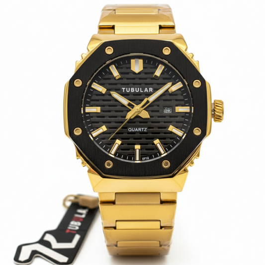 Tubular Premium Quartz Movement-Men's Watch Date Working Stainless Steel Chain Buckle Lock - Jewelsoftime