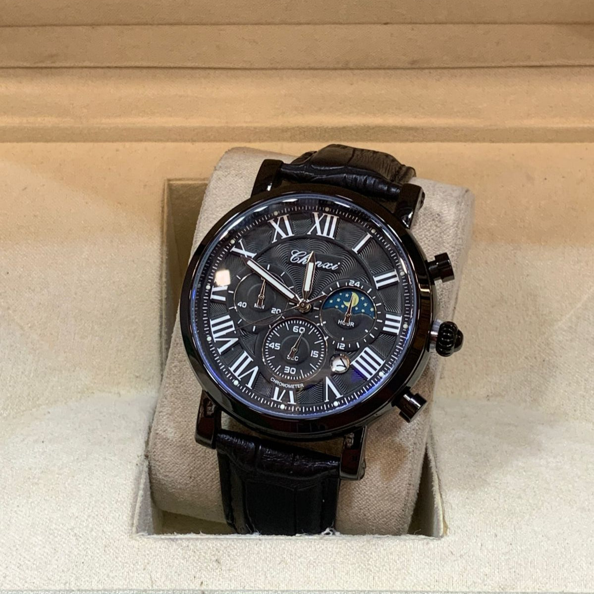 CHENXI Original Men's Watch-Quartz Movement Leather Strap Buckle Lock Chronograph Working - Jewelsoftime