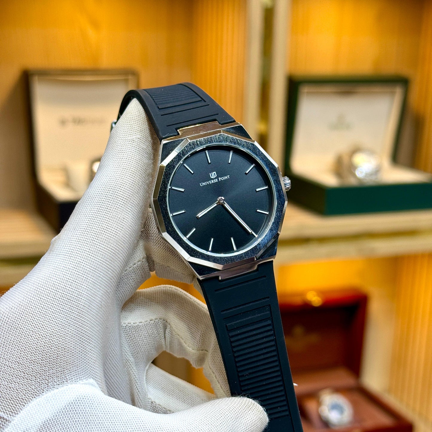 Universal Point U.P (Original) Men's Watch Quartz Movement-Rubber Strap With Magnetic Lock - Jewelsoftime