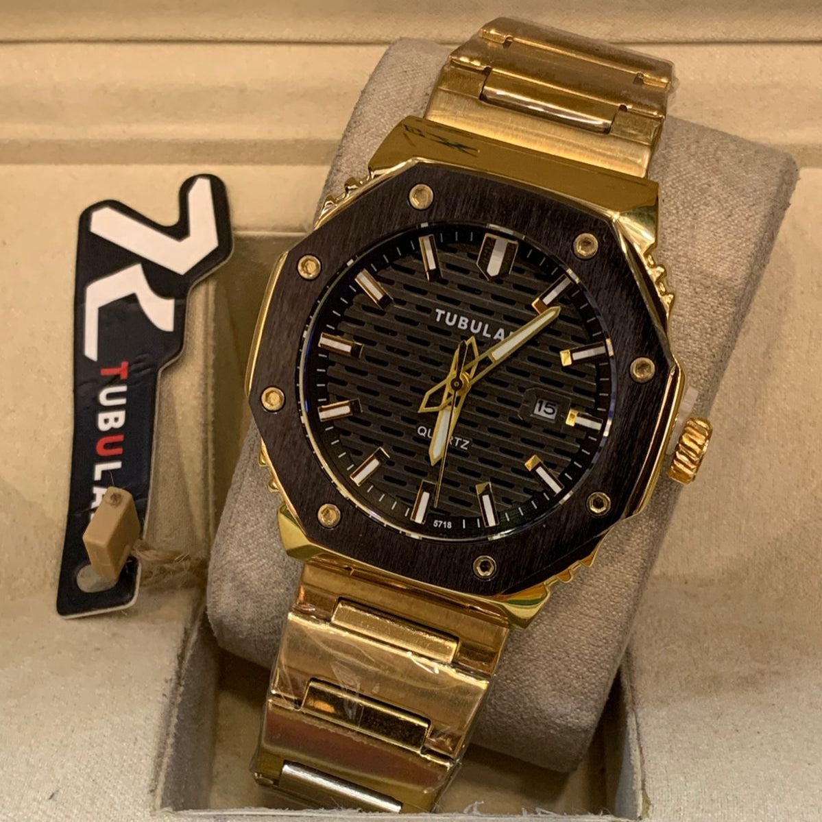 Tubular Premium Quartz Movement-Men's Watch Date Working Stainless Steel Chain Buckle Lock - Jewelsoftime