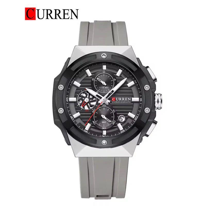Curren Chronograph Working Quartz Movement Date Working Mens Watch Silicone Strap - Jewelsoftime