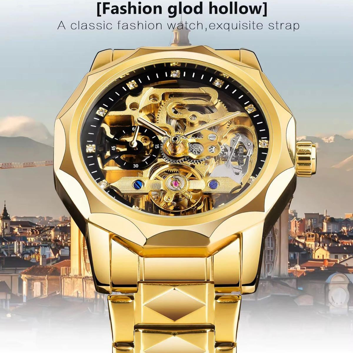 Forsining 199 Skeleton Watch Tourbillon Movement Automatic Square Mechanical Men's Watches Stainless Steel Case - Jewelsoftime