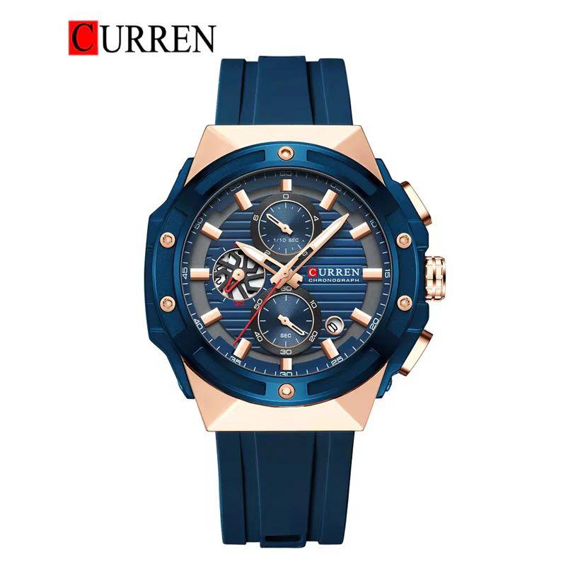 Curren Chronograph Working Quartz Movement Date Working Mens Watch Silicone Strap - Jewelsoftime