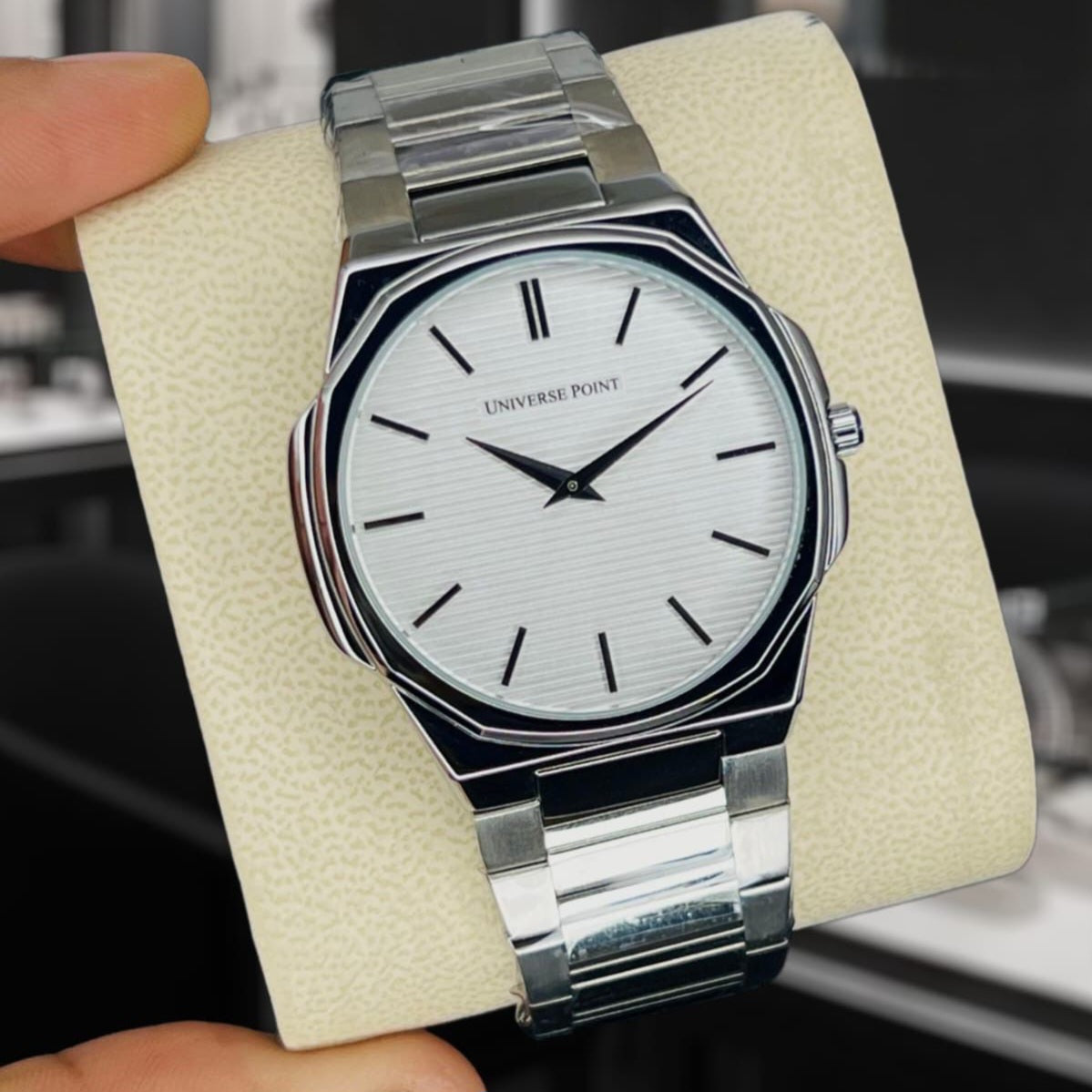 Universe Point Original Brand Men's Watch Slim Model 2 Needle Water Resistant Butterfly Master Lock - Jewelsoftime