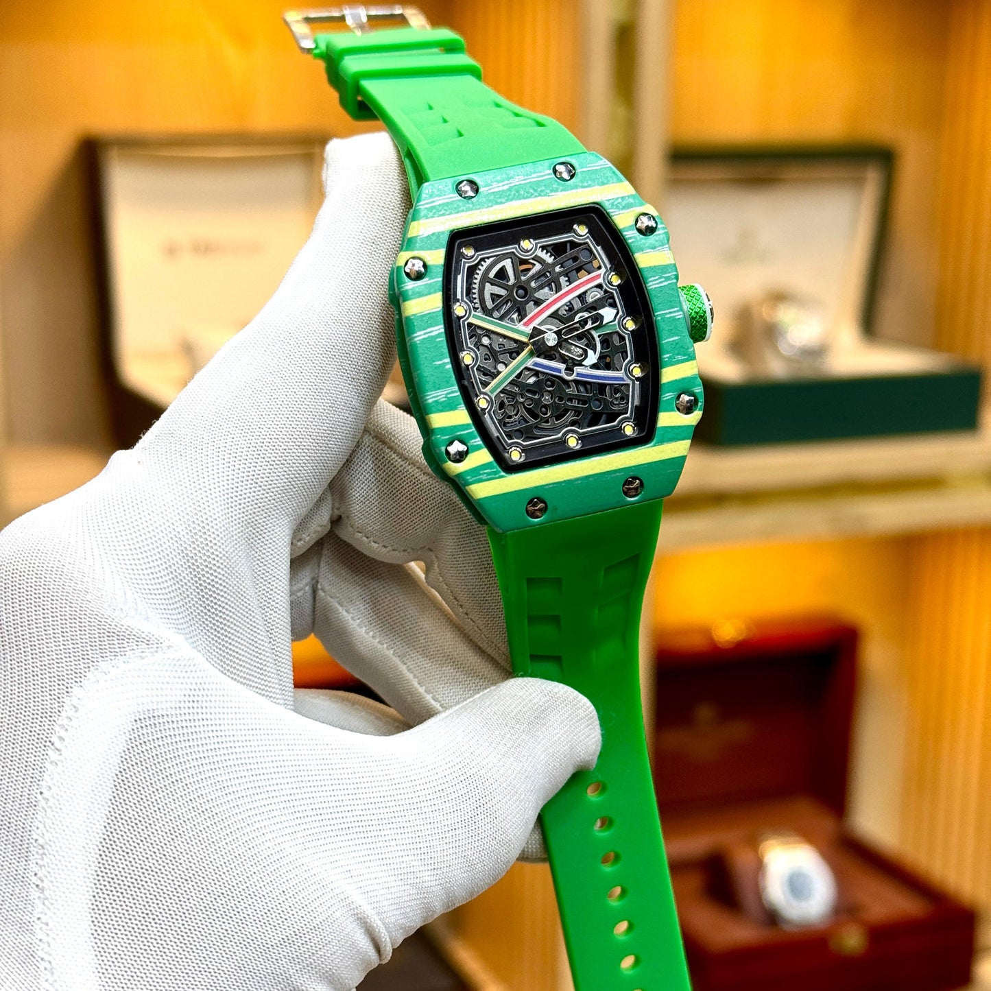 Richard Mille RM-67 Extra Flat Mens Watch Quartz Movement Skeleton Face - Jewelsoftime