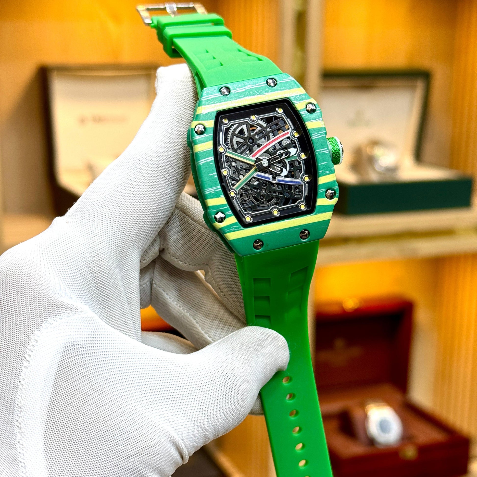 Richard Mille RM-67 Extra Flat Mens Watch Quartz Movement Skeleton Face - Jewelsoftime