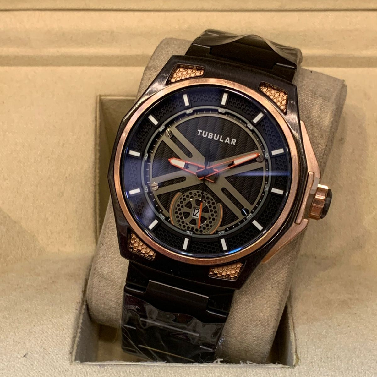 Tubular Premium Quartz Movement-Men's Watch Date Working Stainless Steel Chain Buckle Lock - Jewelsoftime