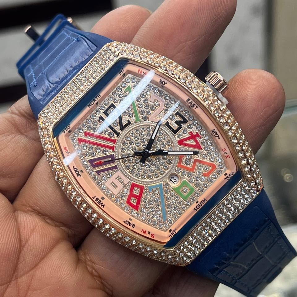 FM Franck Muller |Stones Edition|Date Working Rubber strap Men's Watch - Jewelsoftime