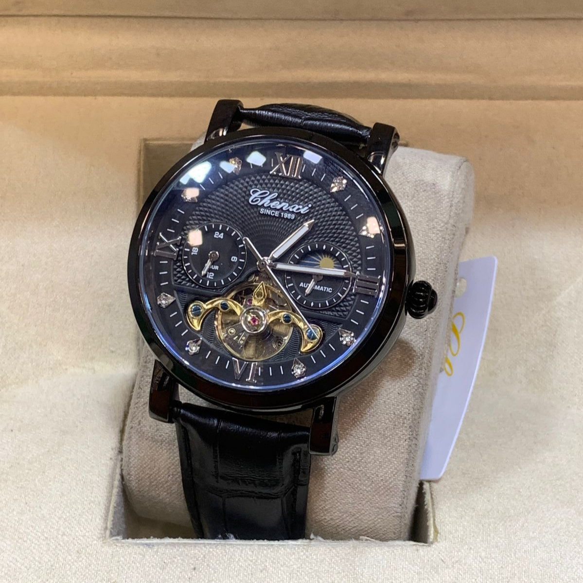 CHENXI-Automatic Movement Men's Watch-Leather Belt Master Lock Chronograph Working - Jewelsoftime