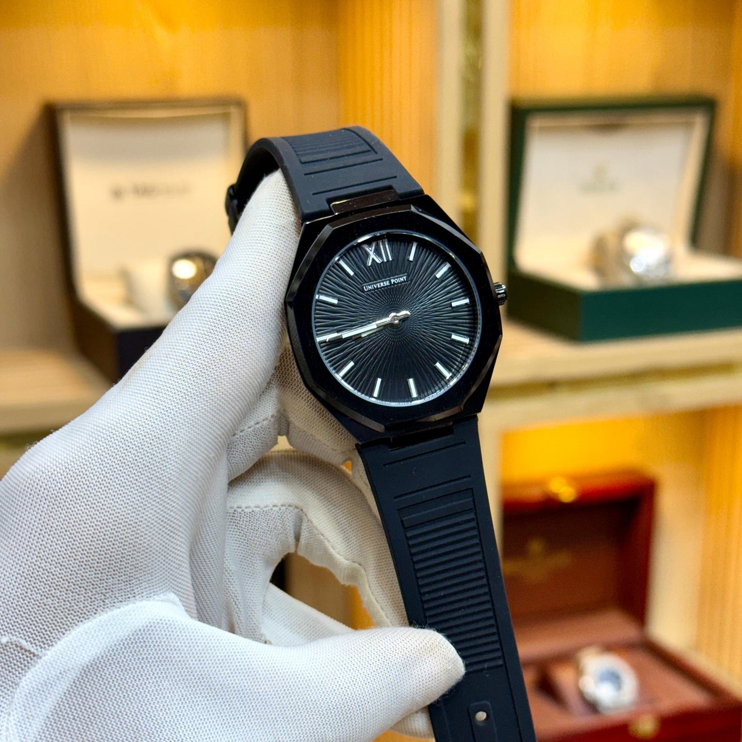 Universal Point U.P (Original) Men's Watch Quartz Movement-Rubber Strap With Magnetic Lock - Jewelsoftime