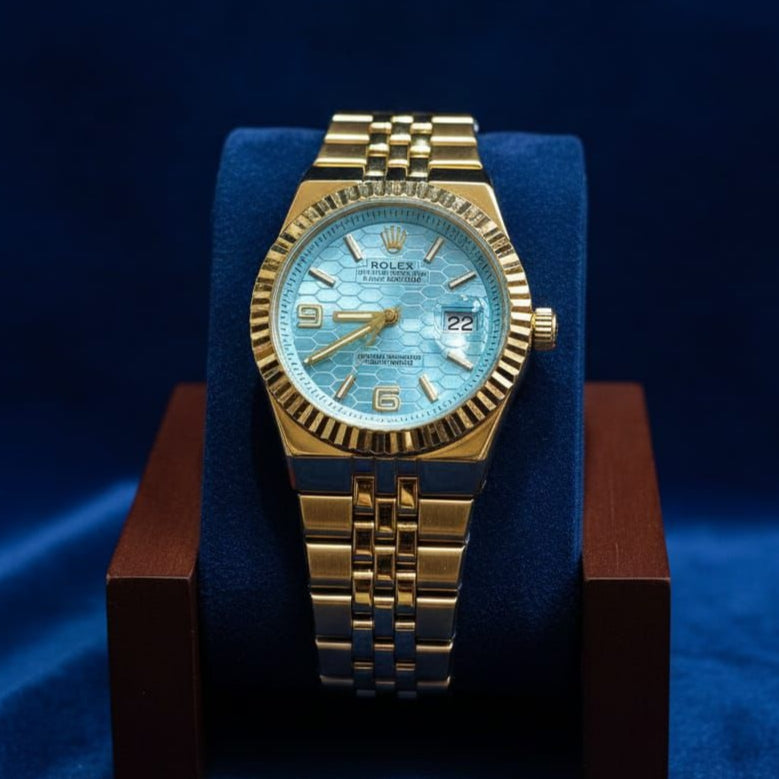 ROLEX (LAND DWELLER) Men's Watch Quartz Movement Date Working Push Lock Clasp - Jewelsoftime